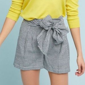 Anthro Cartonnier Tie-Waist Gingham Shorts